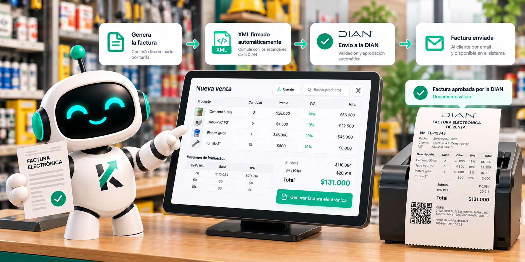 Factura electrónica DIAN generada automáticamente desde Kardix