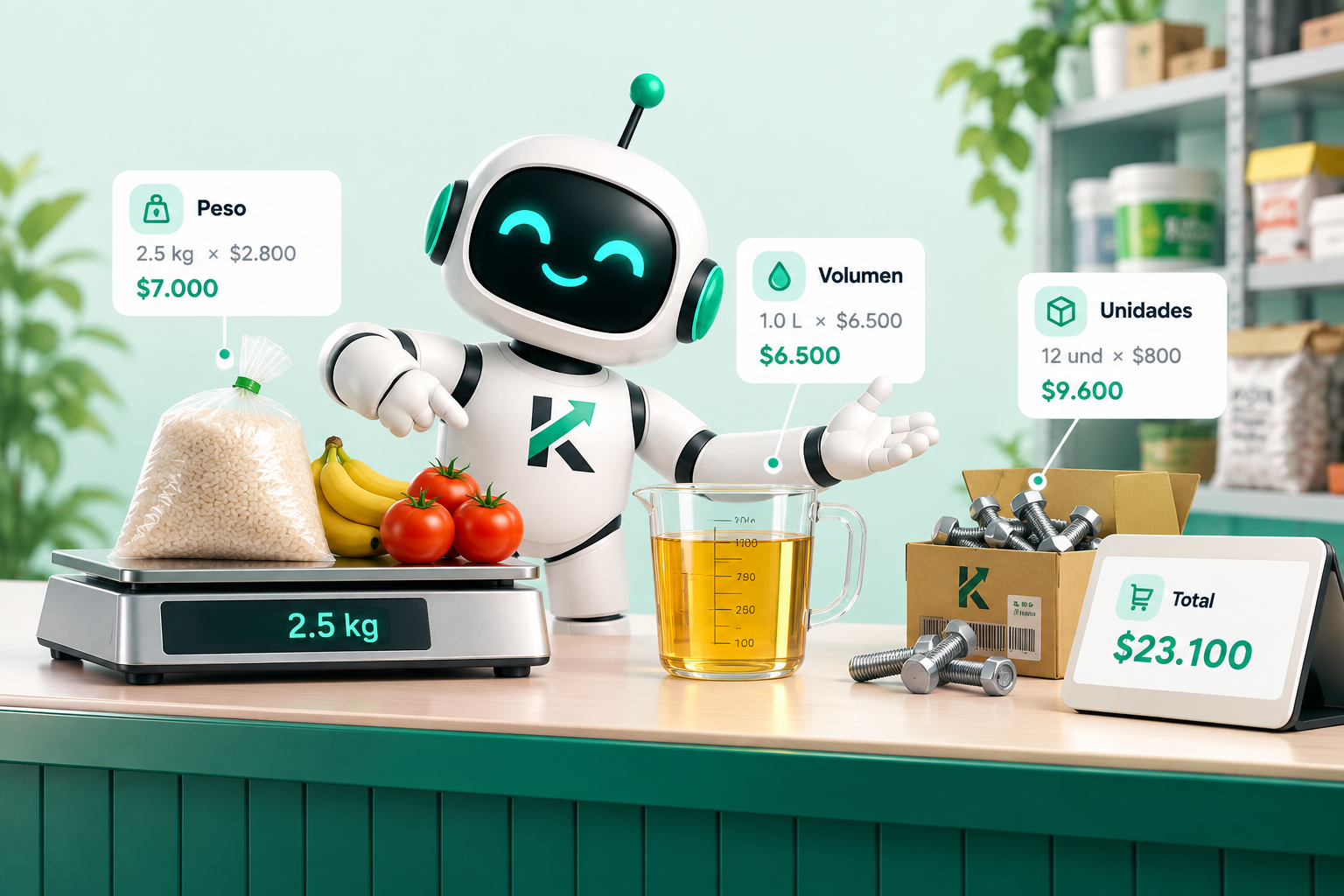 Interfaz de Kardix para ventas con cantidades fraccionadas por kilos y metros